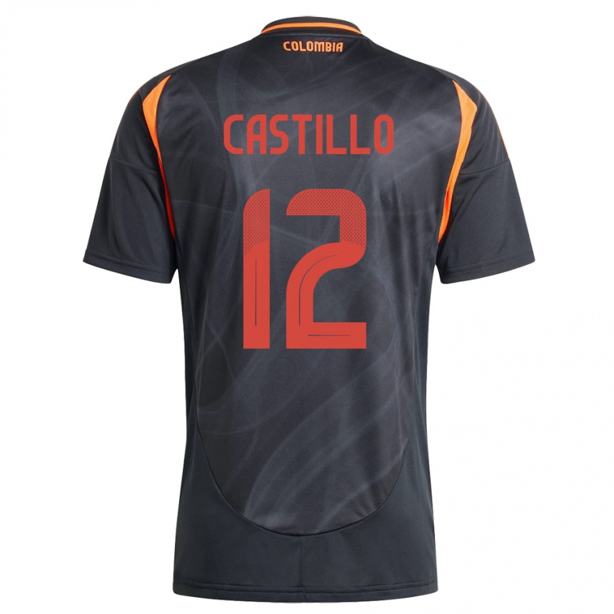 Kids Football Colombia Juan Castillo #12 Black Away Jersey 24-26 T-Shirt