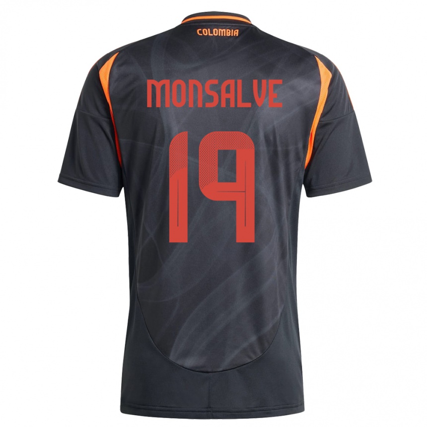 Kids Football Colombia Miguel Monsalve #19 Black Away Jersey 24-26 T-Shirt