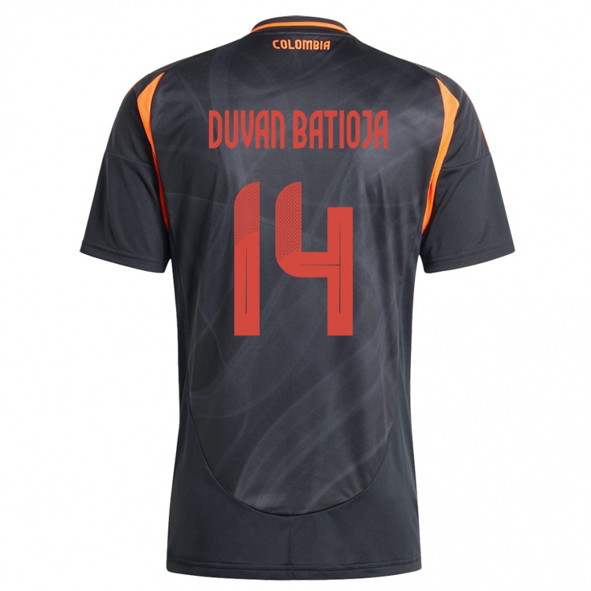 Kids Football Colombia Andy Duván Batioja #14 Black Away Jersey 24-26 T-Shirt