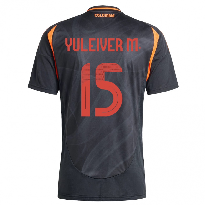 Kids Football Colombia Yuleiver Mosquera #15 Black Away Jersey 24-26 T-Shirt