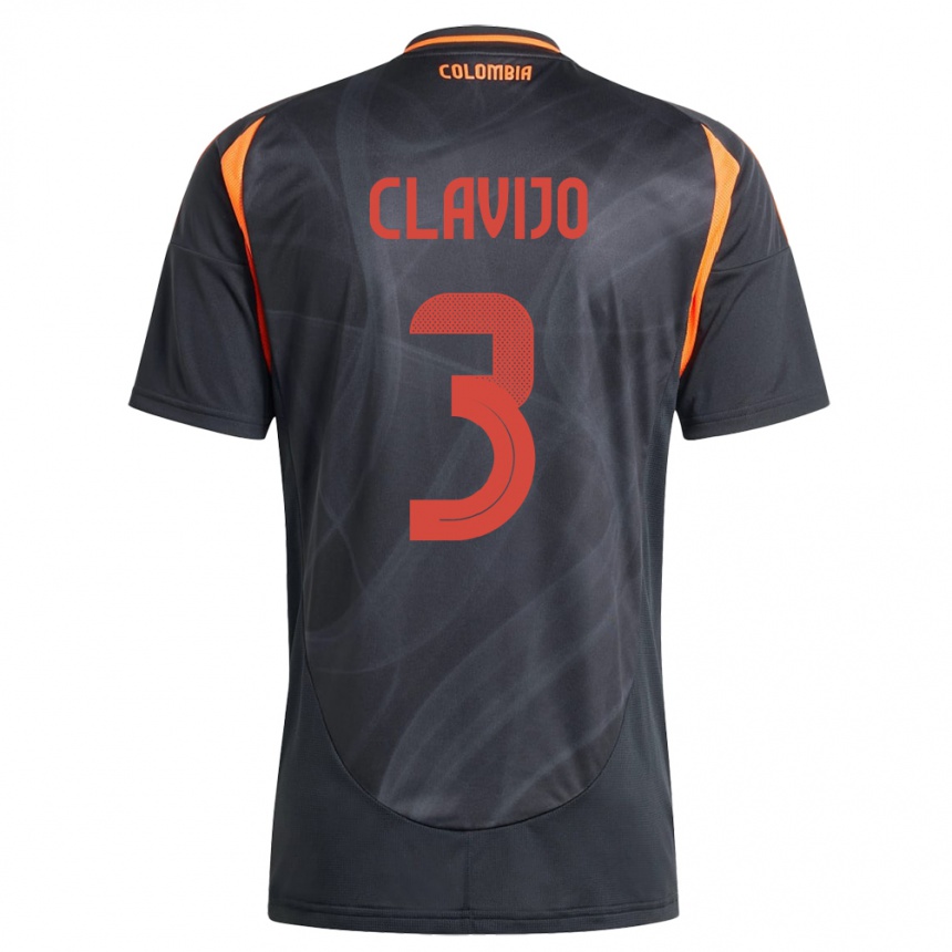 Kids Football Colombia Ángela Clavijo #3 Black Away Jersey 24-26 T-Shirt