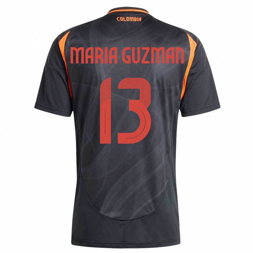 Kids Football Colombia Ana María Guzmán #13 Black Away Jersey 24-26 T-Shirt