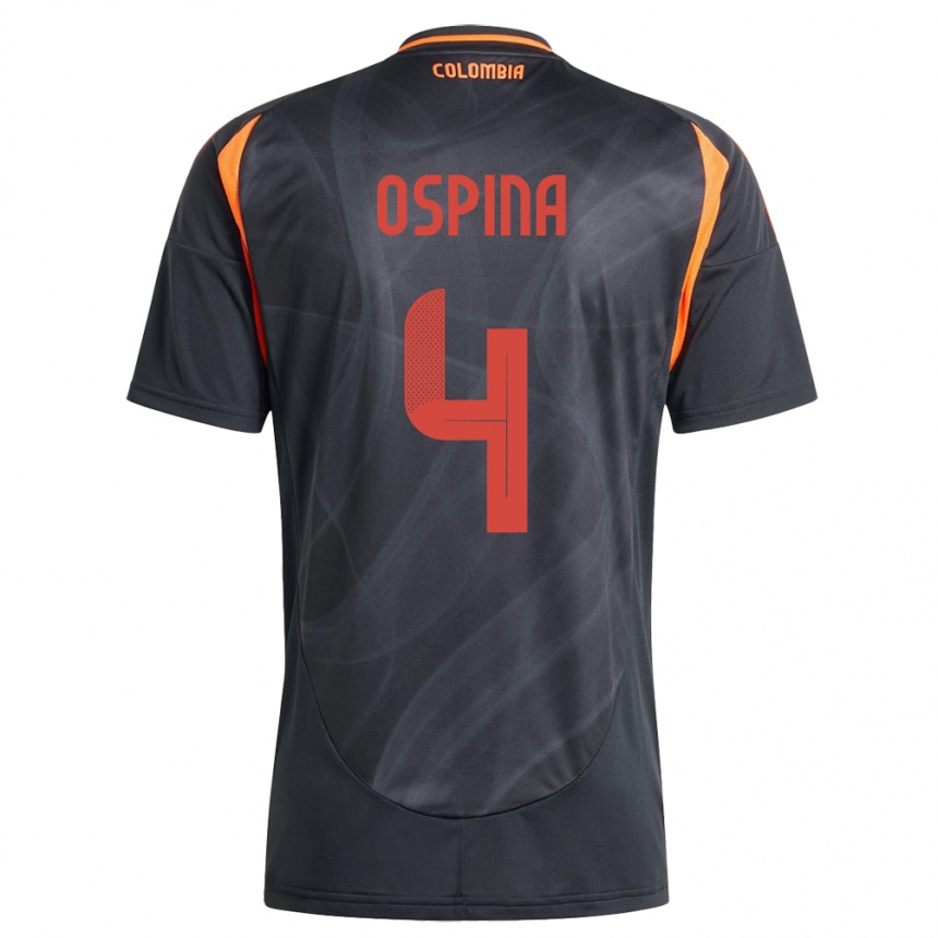 Kids Football Colombia Diana Ospina #4 Black Away Jersey 24-26 T-Shirt