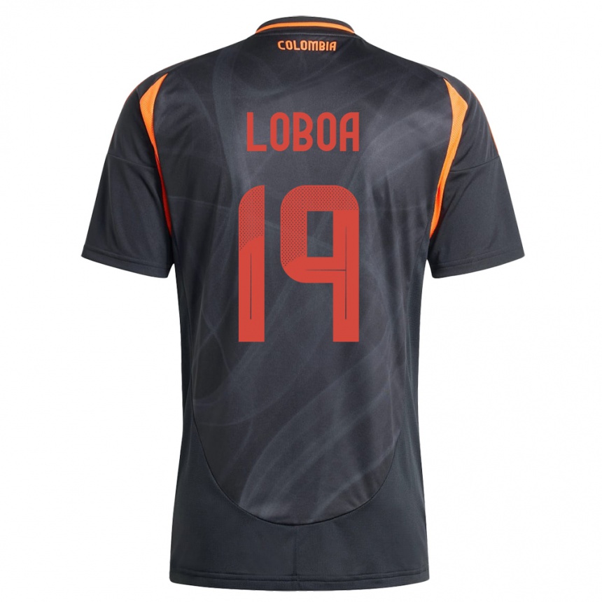 Kids Football Colombia Valerin Loboa #19 Black Away Jersey 24-26 T-Shirt