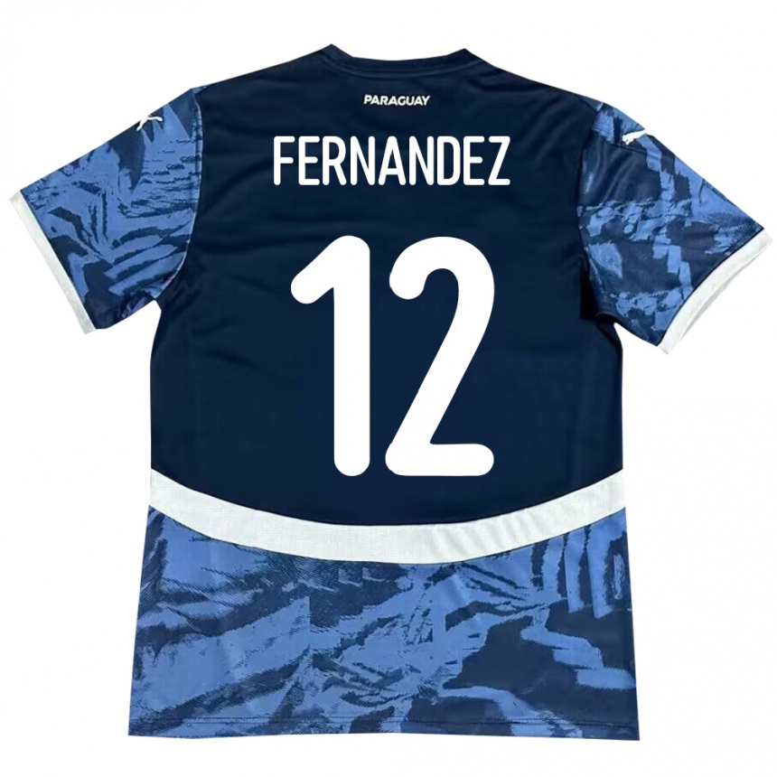 Kids Football Paraguay Gatito Fernández #12 Blue Away Jersey 24-26 T-Shirt