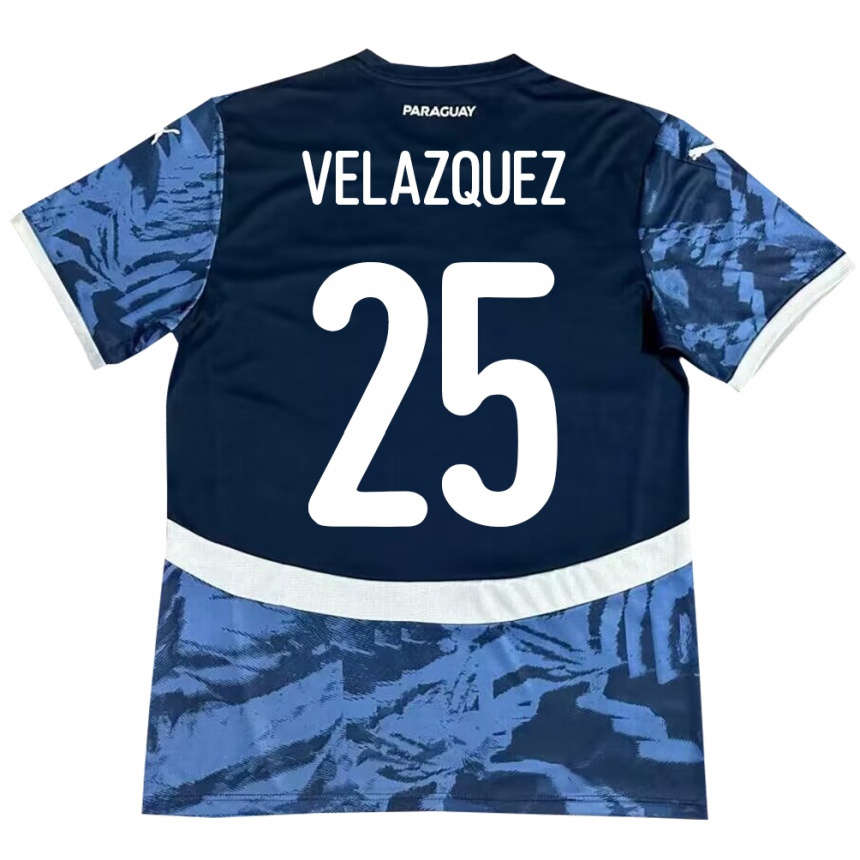 Kids Football Paraguay Gustavo Velázquez #25 Blue Away Jersey 24-26 T-Shirt