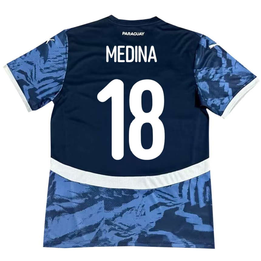 Kids Football Paraguay Jesús Medina #18 Blue Away Jersey 24-26 T-Shirt