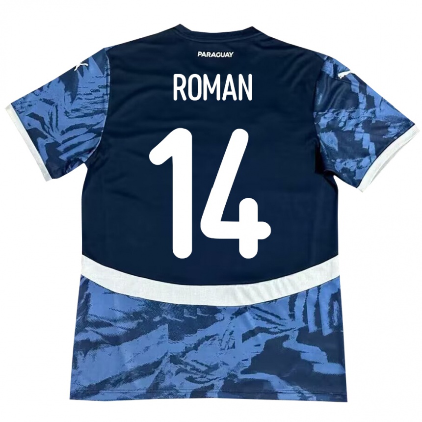 Kids Football Paraguay Fernando Román #14 Blue Away Jersey 24-26 T-Shirt