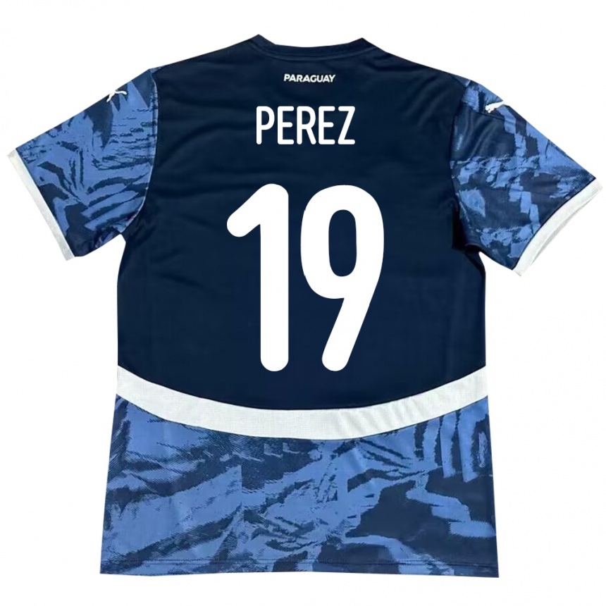 Kids Football Paraguay Marcelo Pérez #19 Blue Away Jersey 24-26 T-Shirt