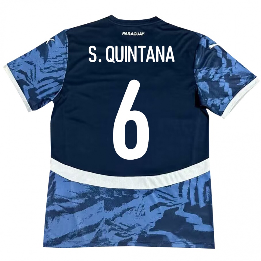 Kids Football Paraguay Sebastián Quintana #6 Blue Away Jersey 24-26 T-Shirt