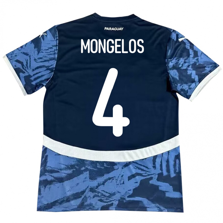 Kids Football Paraguay Rolando Mongelós #4 Blue Away Jersey 24-26 T-Shirt