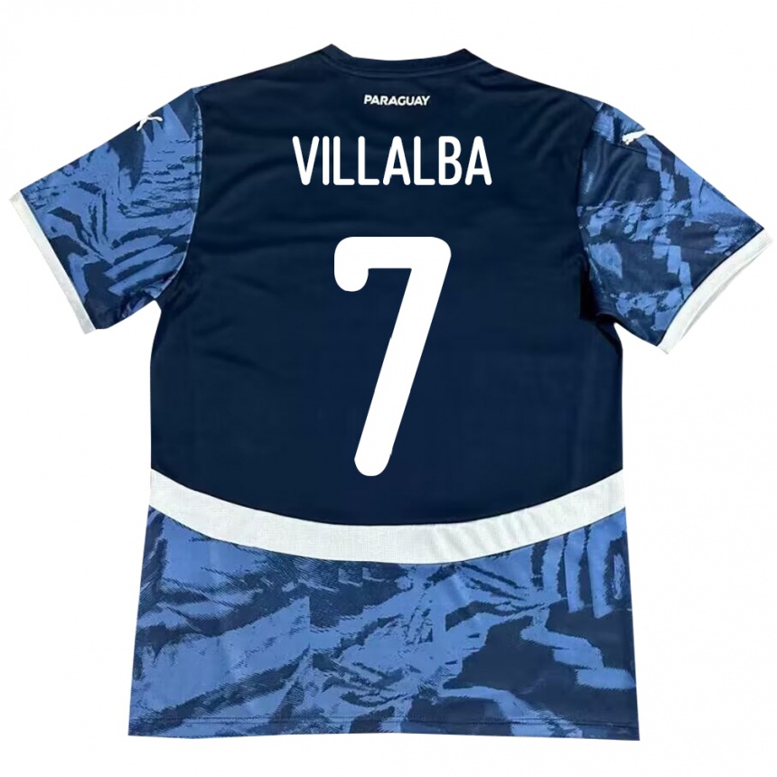 Kids Football Paraguay Rodrigo Villalba #7 Blue Away Jersey 24-26 T-Shirt