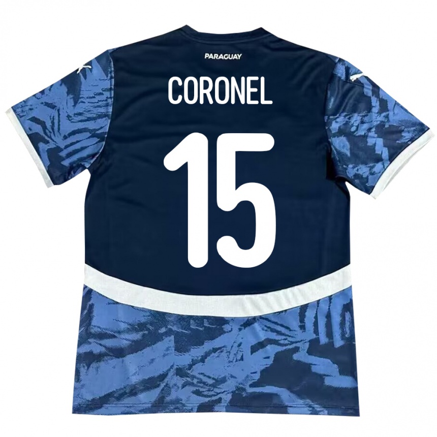 Kids Football Paraguay Éver Coronel #15 Blue Away Jersey 24-26 T-Shirt