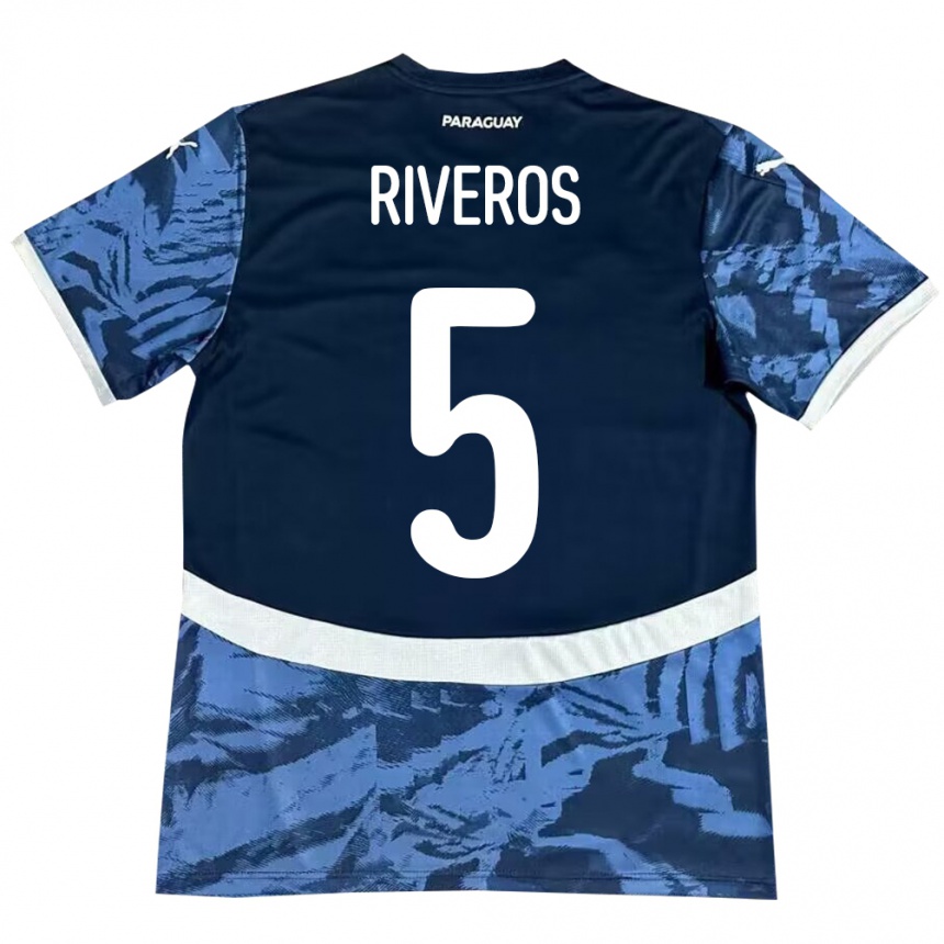 Kids Football Paraguay Verónica Riveros #5 Blue Away Jersey 24-26 T-Shirt