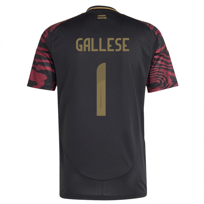 Kids Football Peru Pedro Gallese #1 Black Away Jersey 24-26 T-Shirt