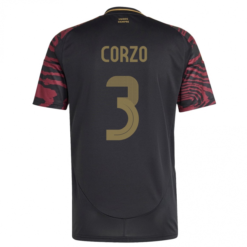 Kids Football Peru Aldo Corzo #3 Black Away Jersey 24-26 T-Shirt