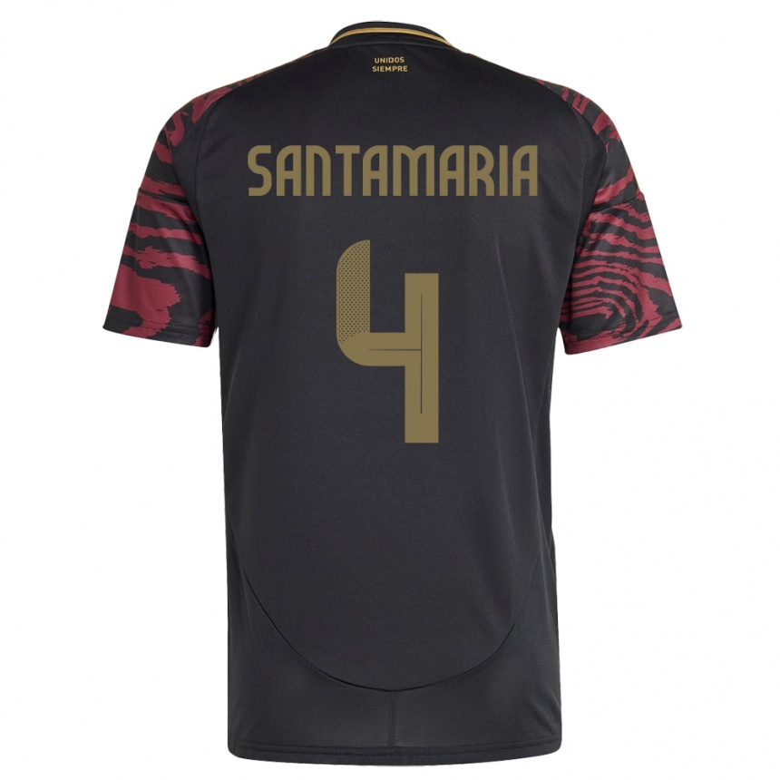 Kids Football Peru Anderson Santamaría #4 Black Away Jersey 24-26 T-Shirt