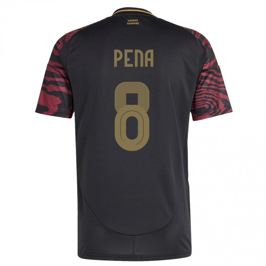 Kids Football Peru Sergio Peña #8 Black Away Jersey 24-26 T-Shirt