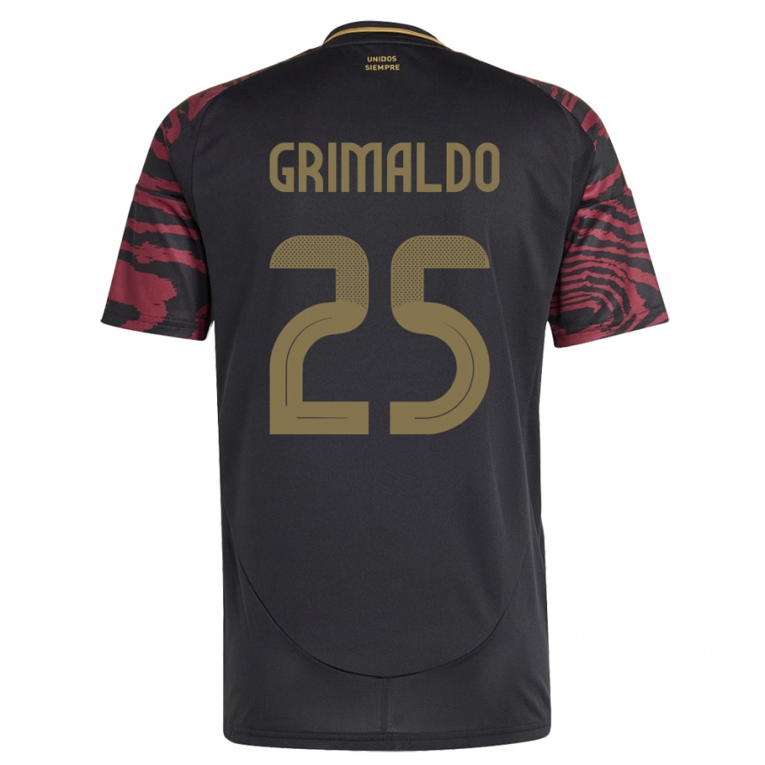 Kids Football Peru Joao Grimaldo #25 Black Away Jersey 24-26 T-Shirt