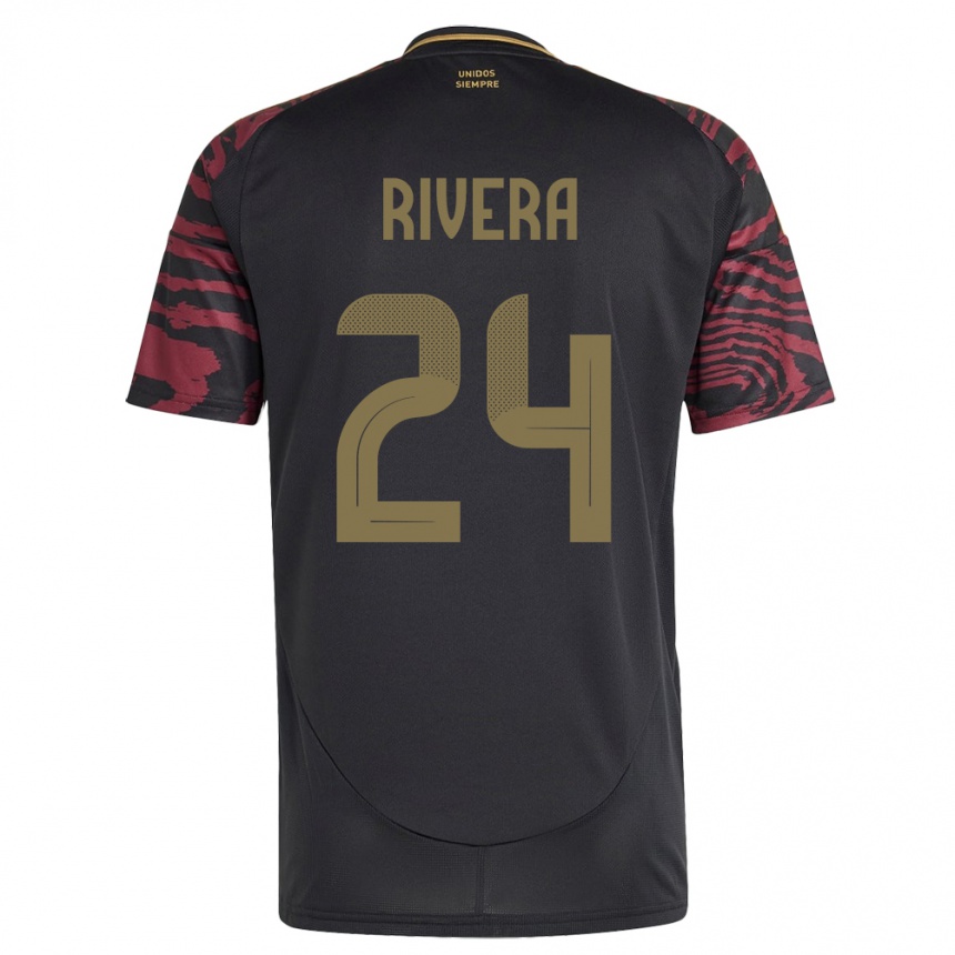 Kids Football Peru José Rivera #24 Black Away Jersey 24-26 T-Shirt
