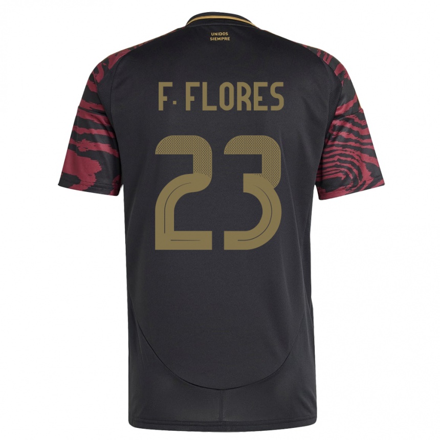 Kids Football Peru Franchesco Flores #23 Black Away Jersey 24-26 T-Shirt