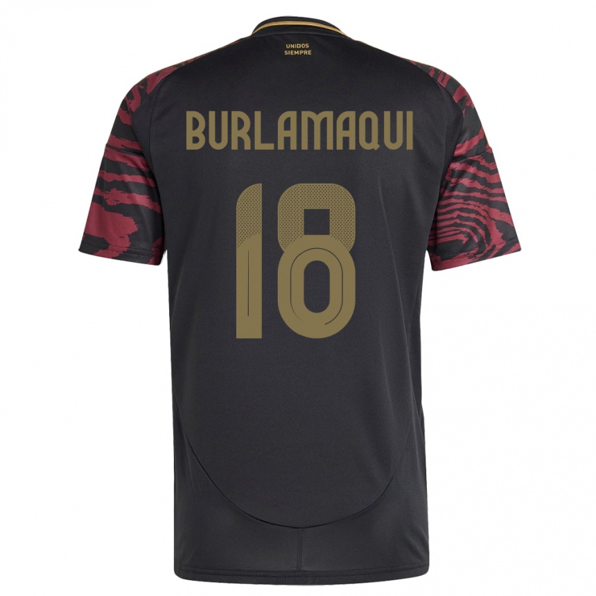 Kids Football Peru Alessandro Burlamaqui #18 Black Away Jersey 24-26 T-Shirt