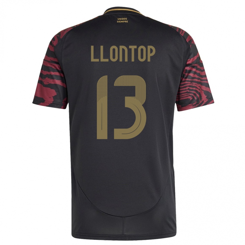 Kids Football Peru Mathías Llontop #13 Black Away Jersey 24-26 T-Shirt