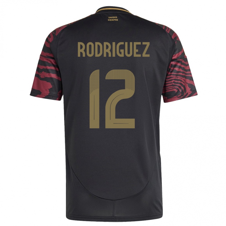 Kids Football Peru Jhefferson Rodríguez #12 Black Away Jersey 24-26 T-Shirt