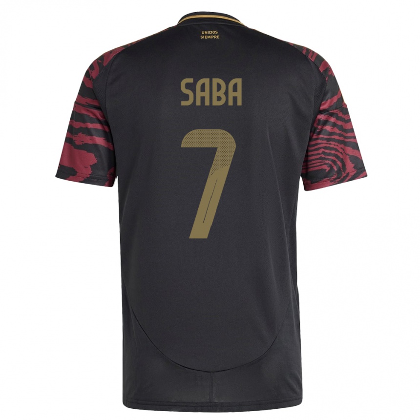 Kids Football Peru Emilio Saba #7 Black Away Jersey 24-26 T-Shirt