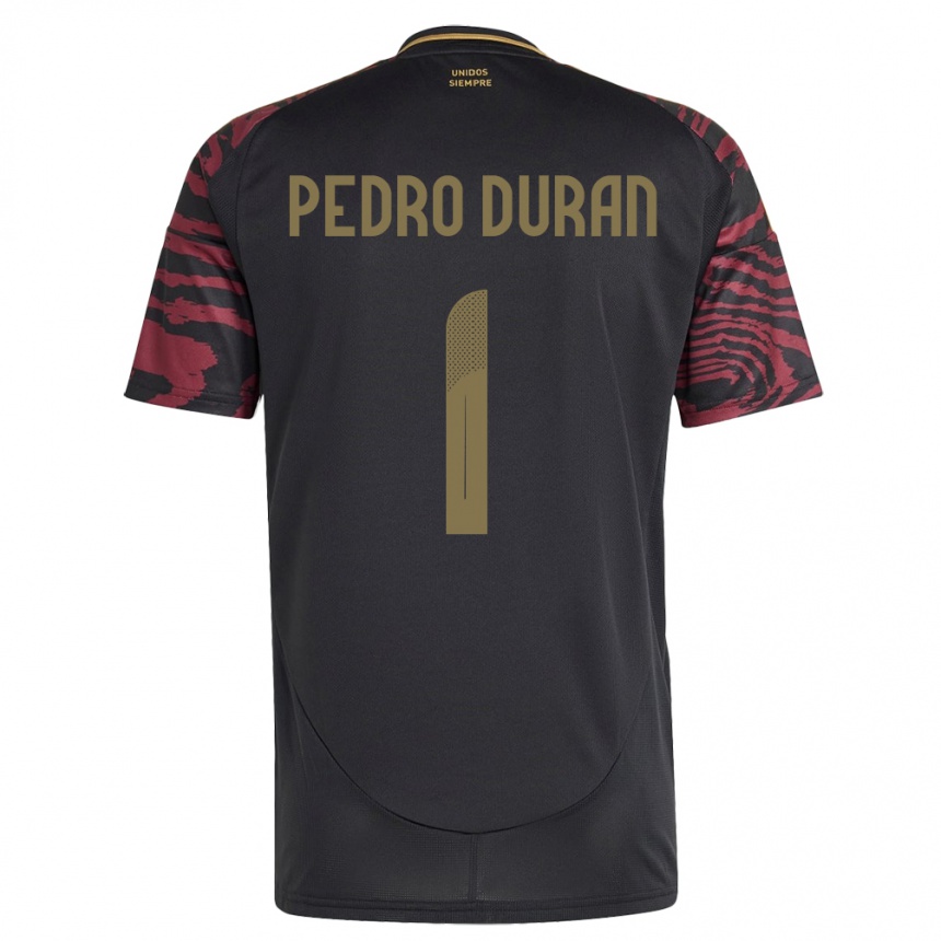 Kids Football Peru Juan Pedro Durán #1 Black Away Jersey 24-26 T-Shirt