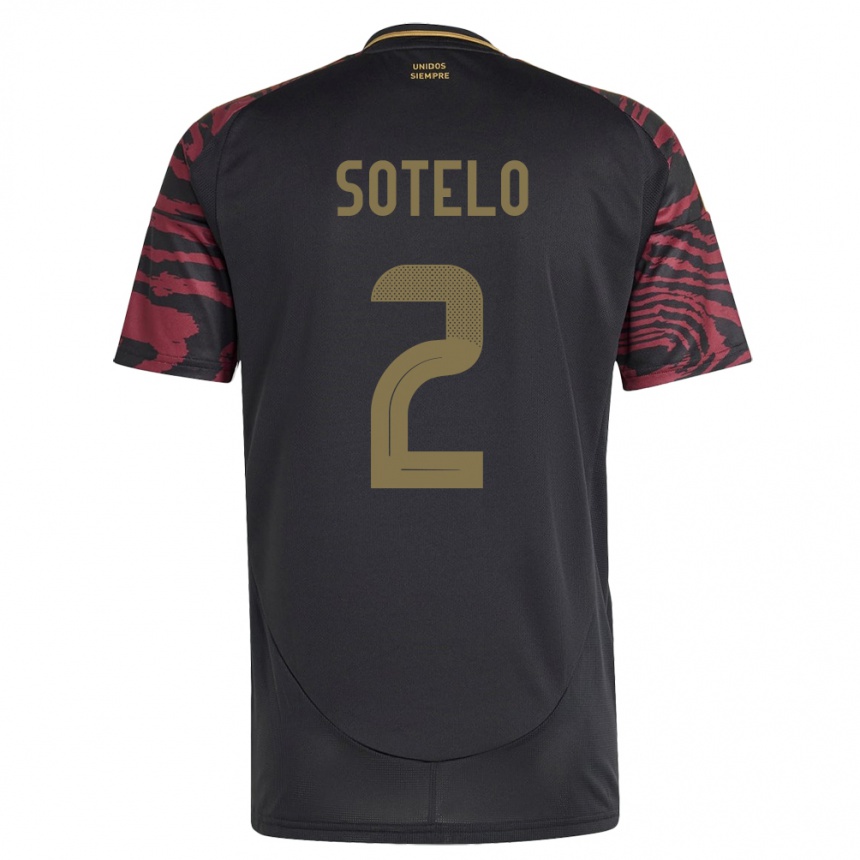 Kids Football Peru Ghian Sotelo #2 Black Away Jersey 24-26 T-Shirt