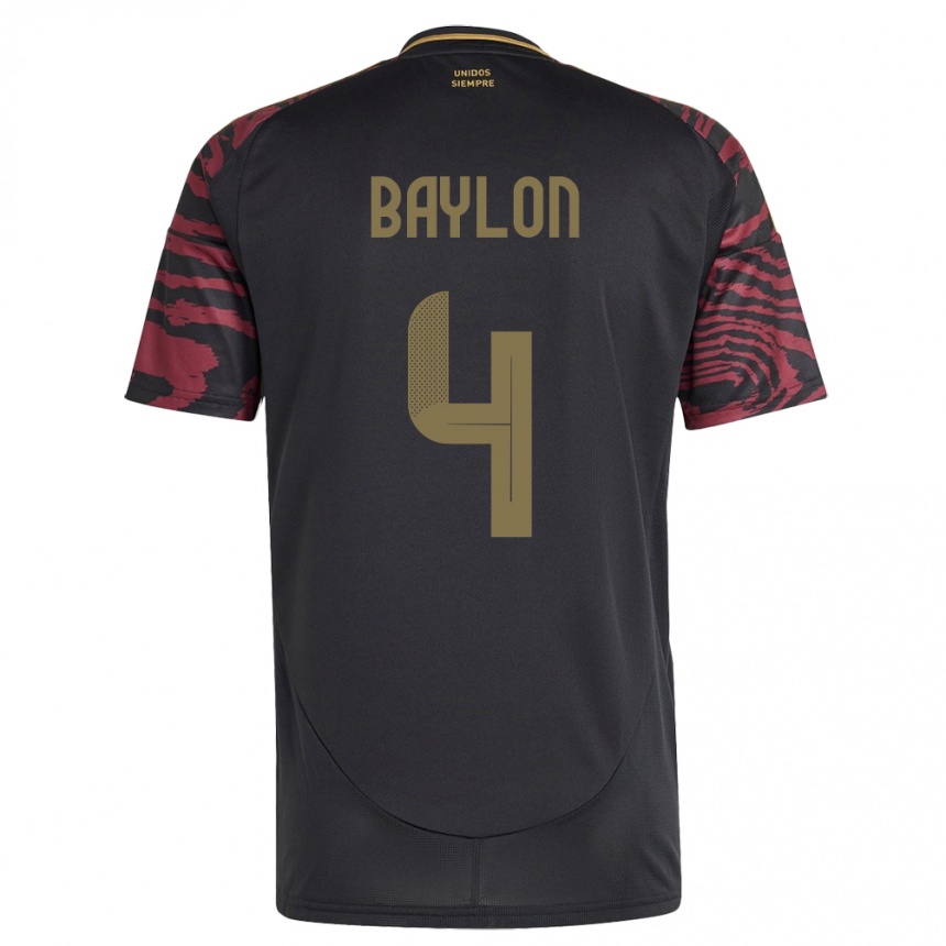 Kids Football Peru Luis Baylón #4 Black Away Jersey 24-26 T-Shirt