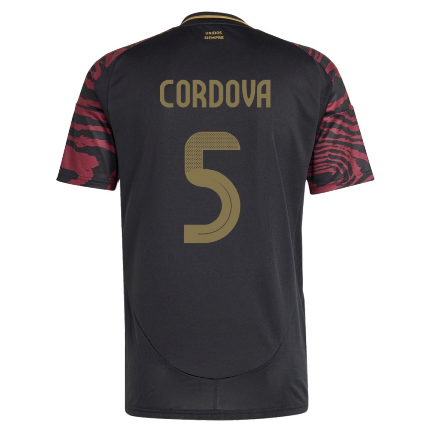 Kids Football Peru Bryan Córdova #5 Black Away Jersey 24-26 T-Shirt