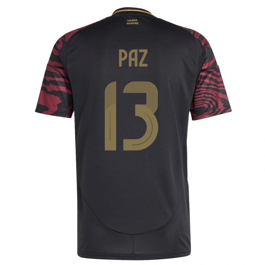 Kids Football Peru Braidy Paz #13 Black Away Jersey 24-26 T-Shirt