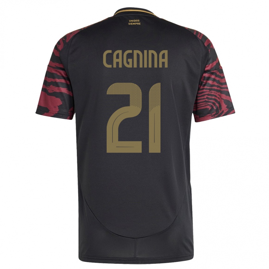 Kids Football Peru Grace Cagnina #21 Black Away Jersey 24-26 T-Shirt