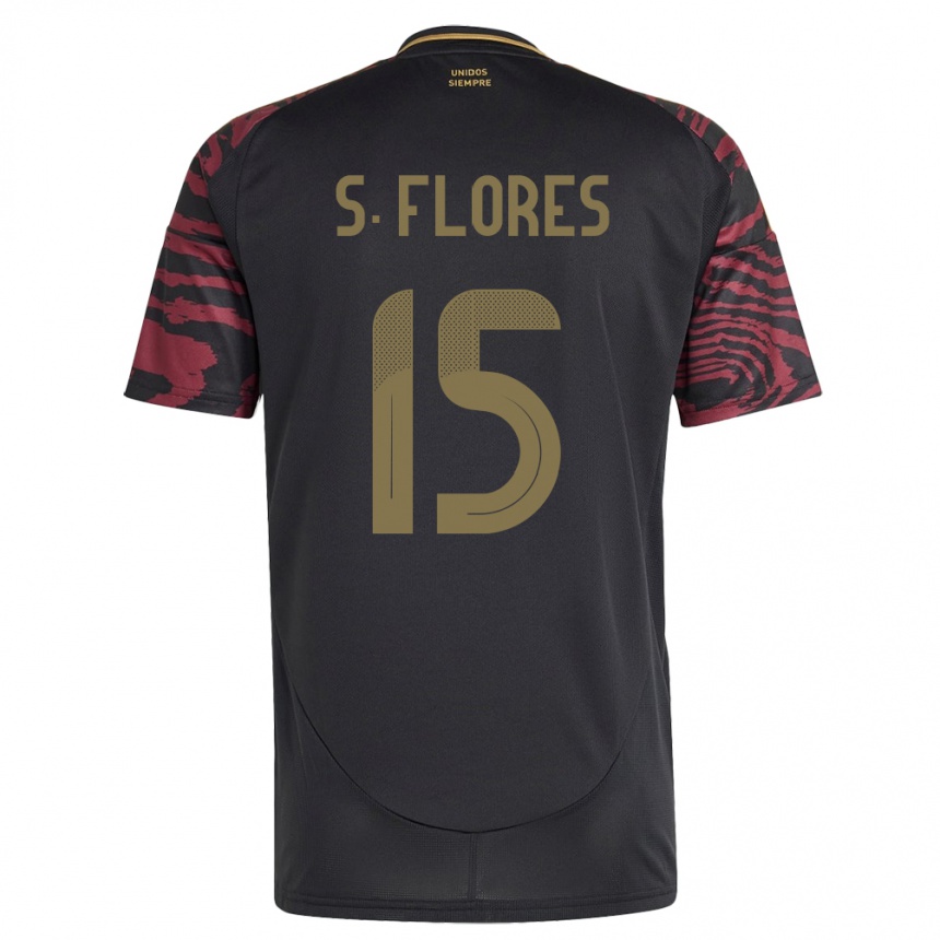 Kids Football Peru Scarleth Flores #15 Black Away Jersey 24-26 T-Shirt