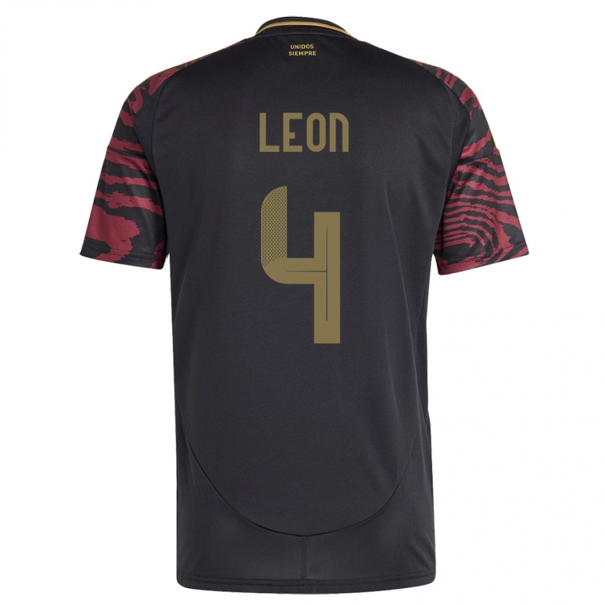 Kids Football Peru Mía León #4 Black Away Jersey 24-26 T-Shirt