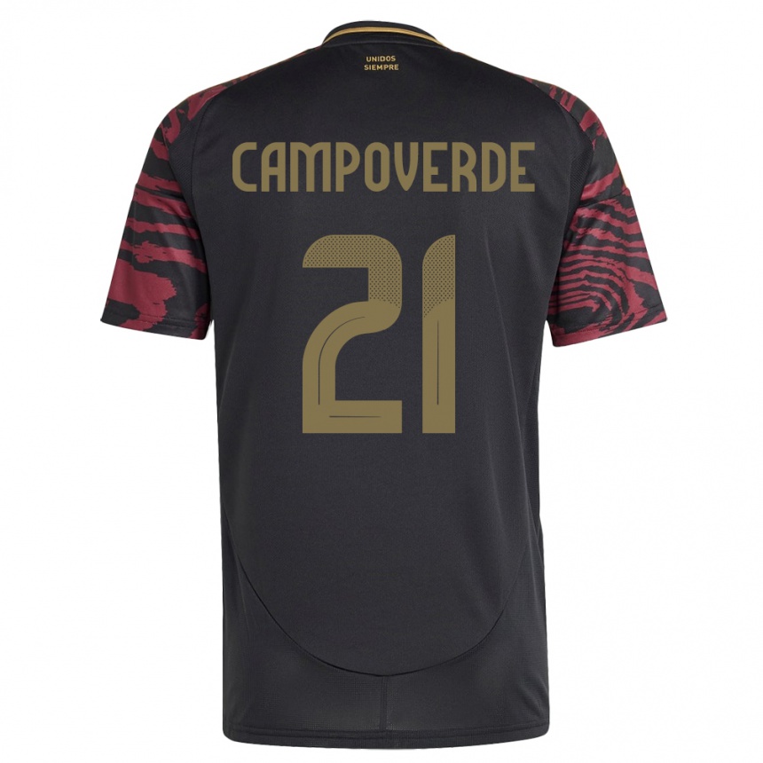 Kids Football Peru Luz Campoverde #21 Black Away Jersey 24-26 T-Shirt