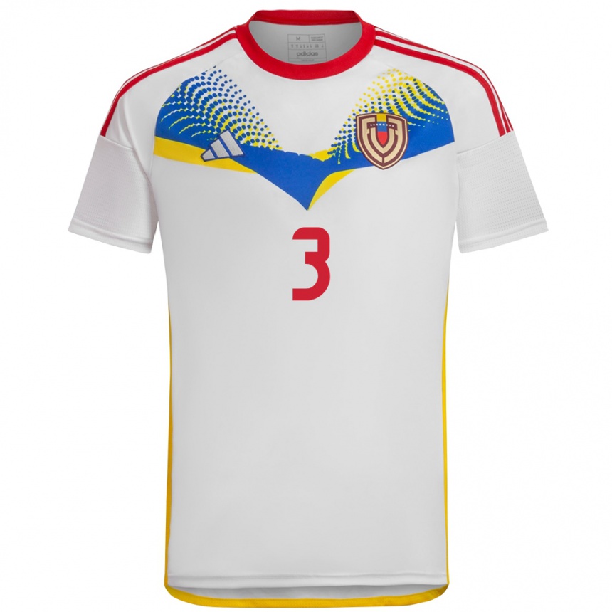 Kids Football Venezuela Rafael Uzcátegui #3 White Away Jersey 24-26 T-Shirt