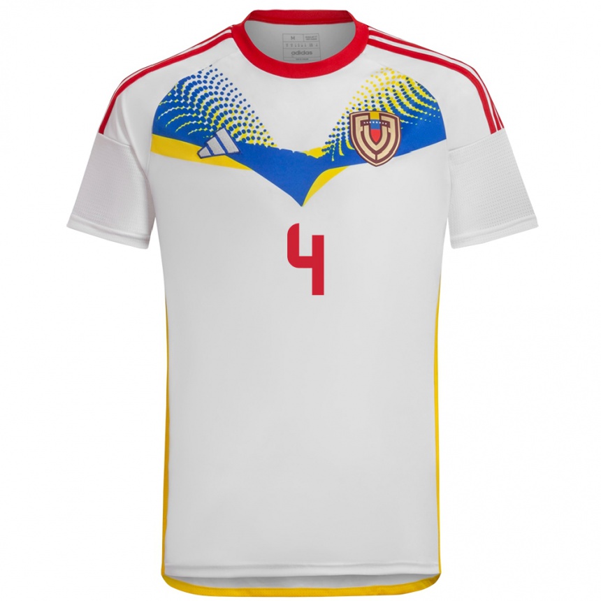 Kids Football Venezuela María Peraza #4 White Away Jersey 24-26 T-Shirt