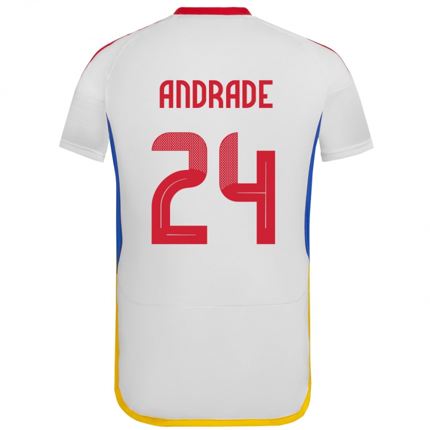 Kids Football Venezuela Kervin Andrade #24 White Away Jersey 24-26 T-Shirt