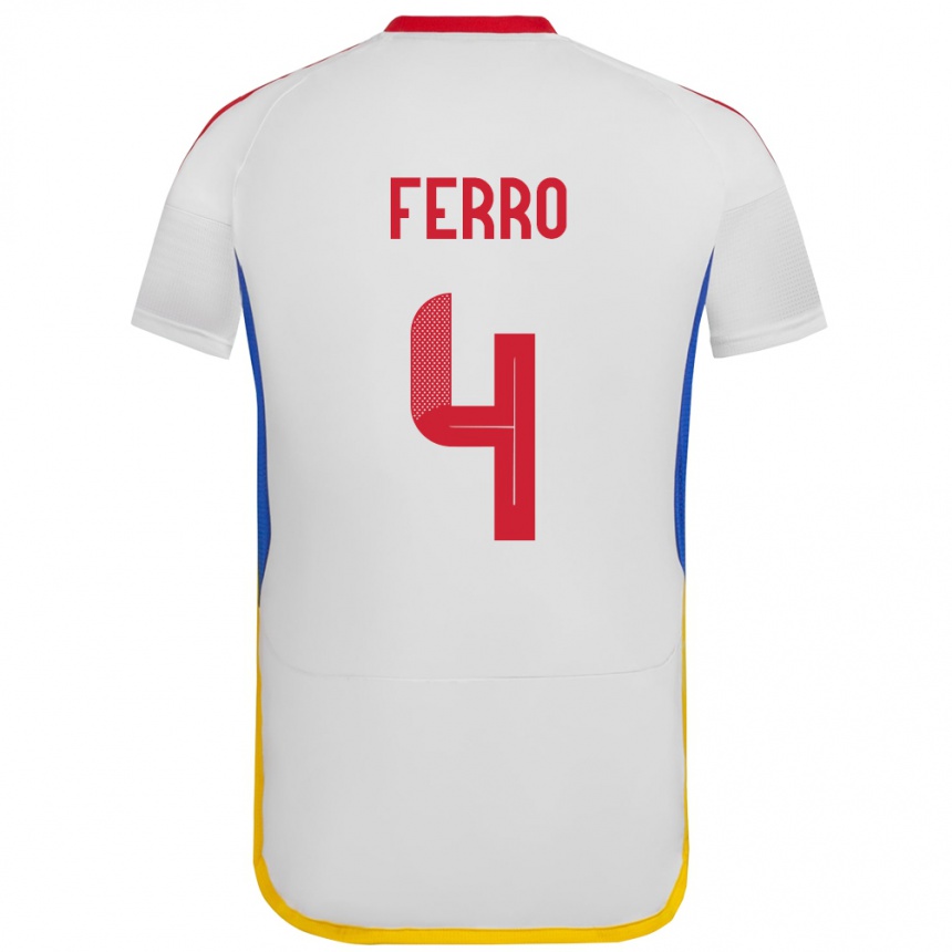 Kids Football Venezuela Andrés Ferro #4 White Away Jersey 24-26 T-Shirt