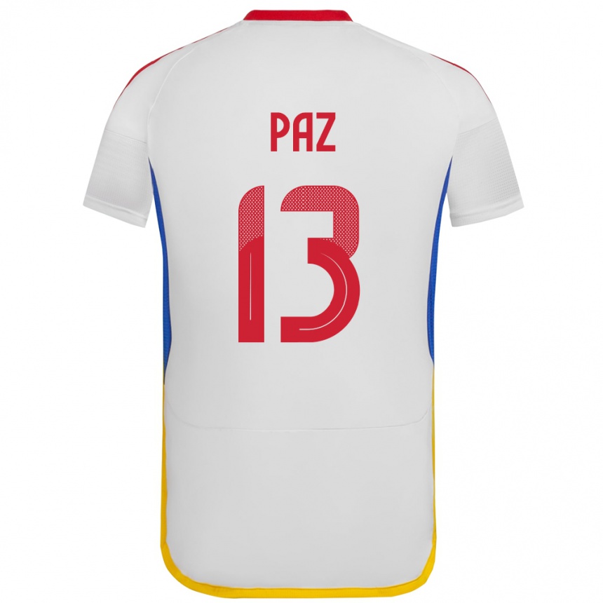 Kids Football Venezuela Jesús Paz #13 White Away Jersey 24-26 T-Shirt