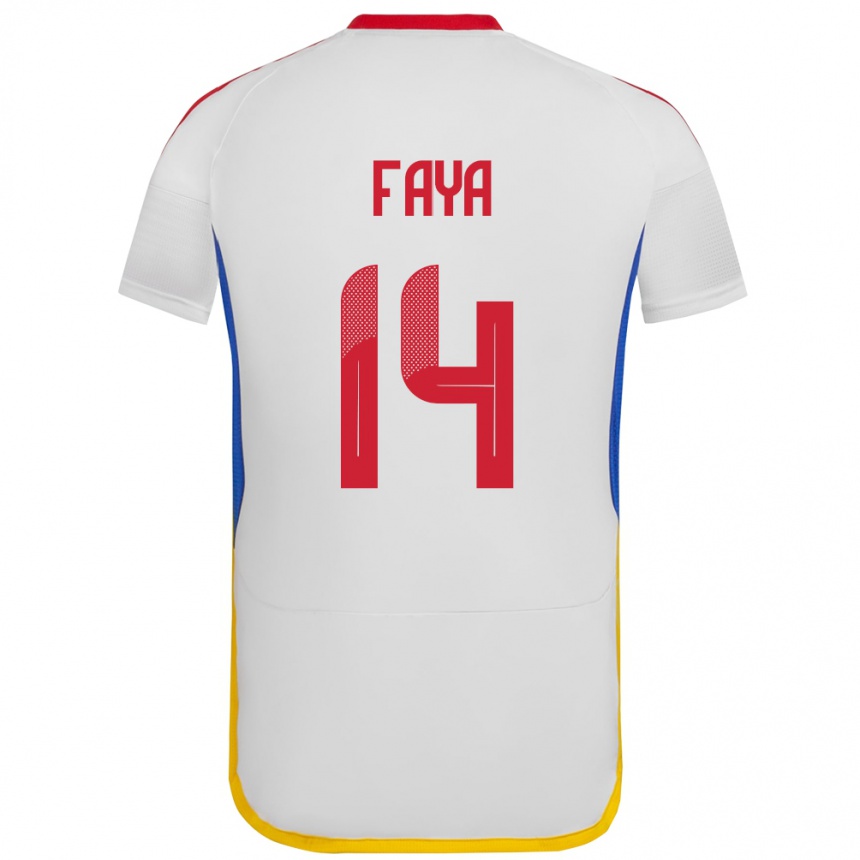 Kids Football Venezuela Carlos Faya #14 White Away Jersey 24-26 T-Shirt