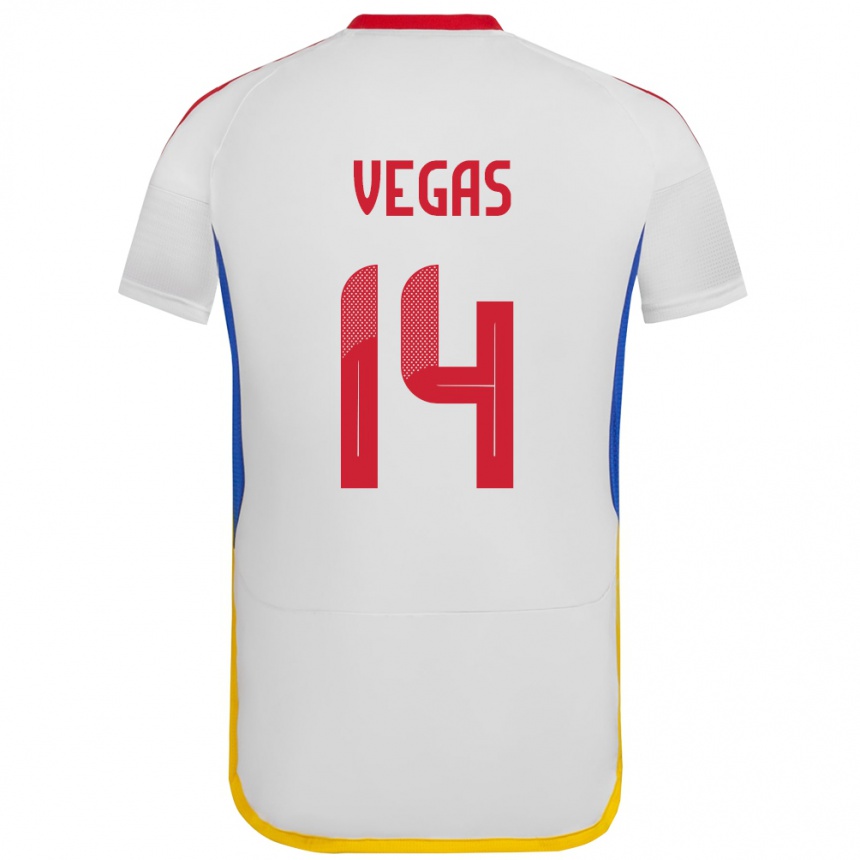 Kids Football Venezuela Miguel Vegas #14 White Away Jersey 24-26 T-Shirt