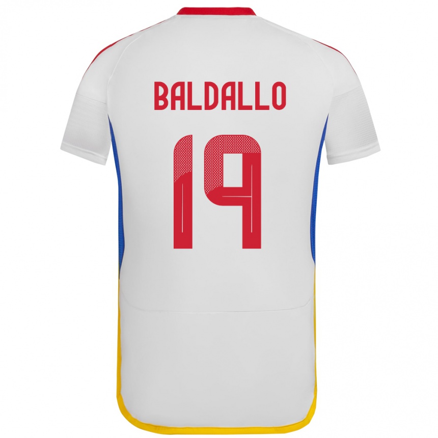 Kids Football Venezuela Micheel Baldallo #19 White Away Jersey 24-26 T-Shirt