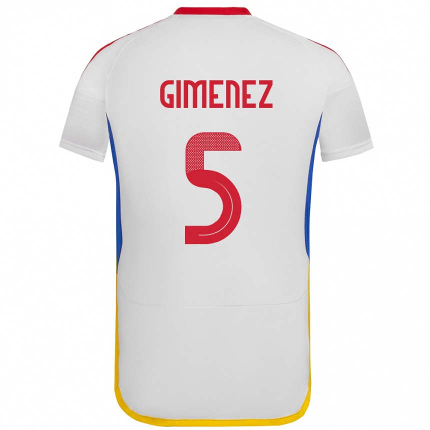 Kids Football Venezuela Yenifer Giménez #5 White Away Jersey 24-26 T-Shirt