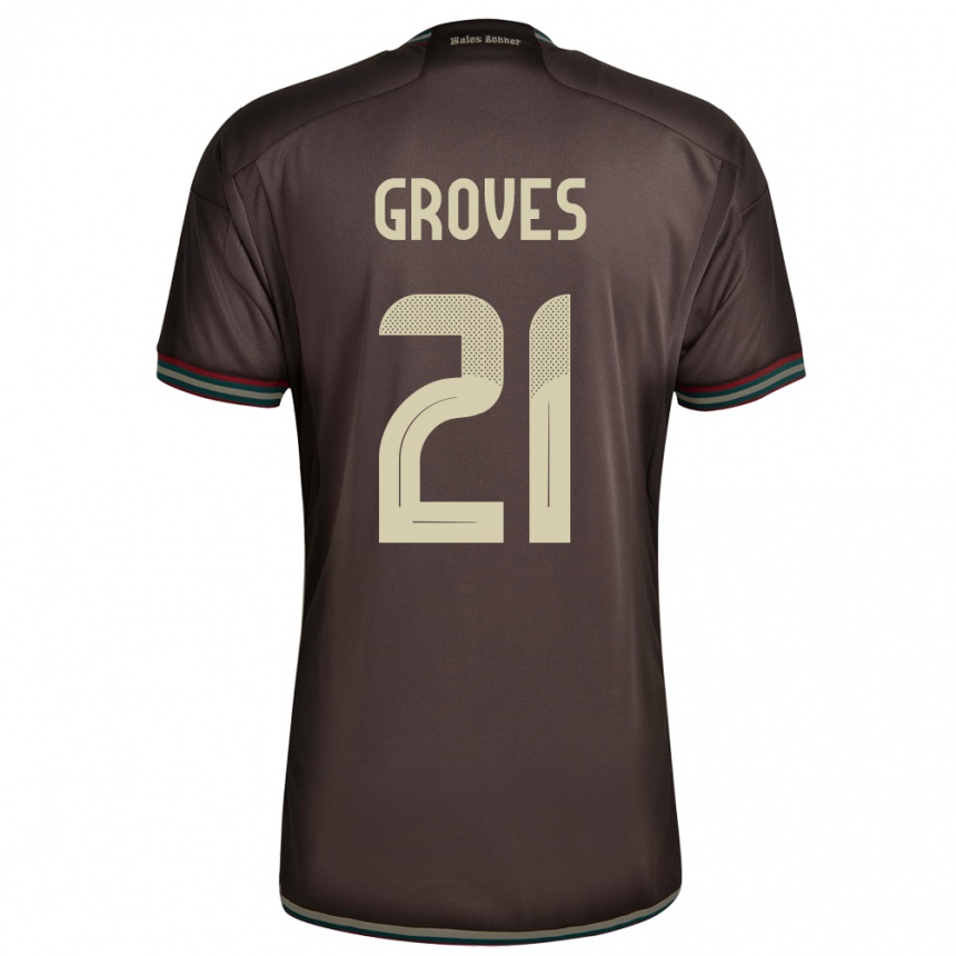 Kids Football Jamaica Isreala Groves #21 Night Brown Away Jersey 24-26 T-Shirt