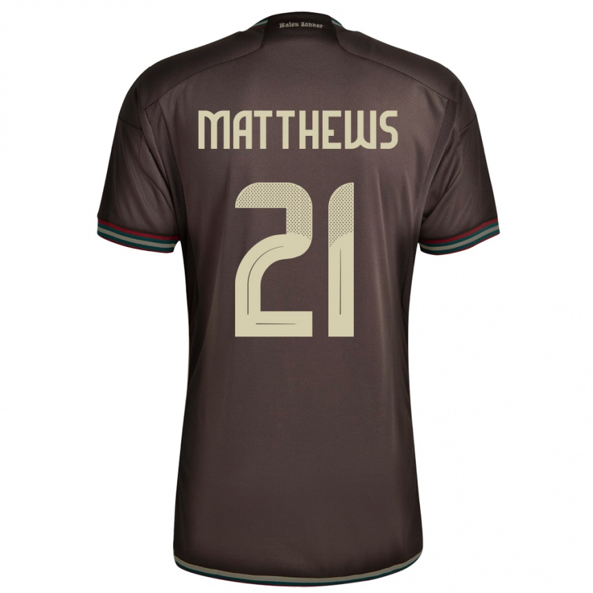 Kids Football Jamaica Cheyna Matthews #21 Night Brown Away Jersey 24-26 T-Shirt