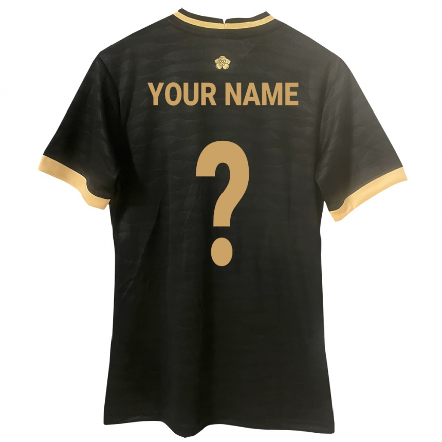 Kids Football Panama Your Name #0 Black Away Jersey 24-26 T-Shirt